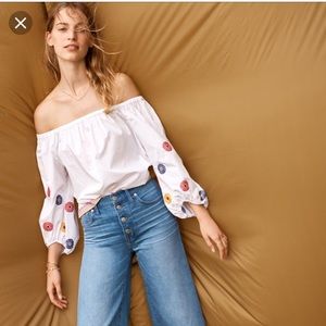 Madewell Embroidered Off The Shoulder Top